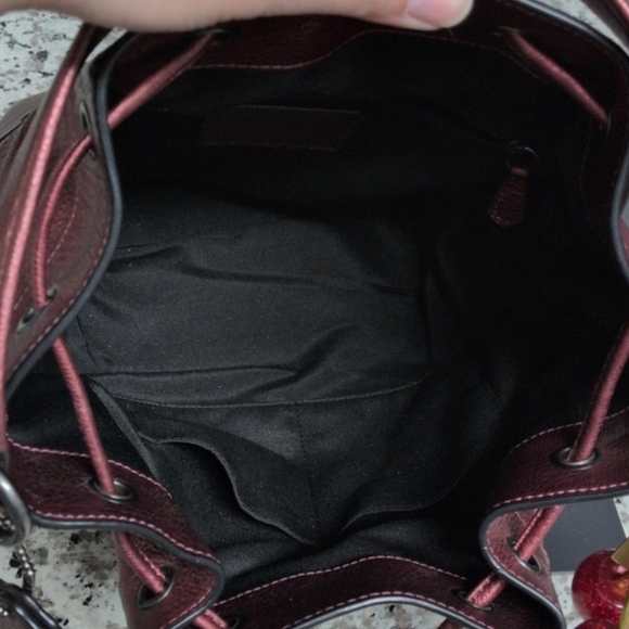 Coach SET Mickie Bag Red Metallic Pebble Leather & Signature Wristlet Wallet - Picture 5 of 17